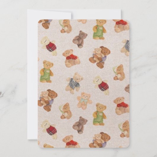 テディベア真珠のように待つベビースシャワー 招待状 (裏面)