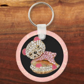 テディベア眠る美しいスパークリー可愛い キーホルダー (正面)