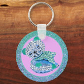 テディベア眠る美しいスパークリー可愛い キーホルダー (正面)