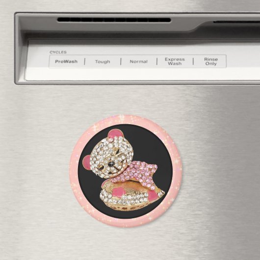 テディベア眠る美しいスパークリー可愛い マグネット (インサイチュ (食洗機))