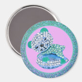 テディベア眠る美しいダイヤモンドかわいい マグネット (正面/裏面)