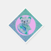 テディベア眠る美しいダイヤモンド可愛いピンクブルー スタンダードカクテルナプキン (角)
