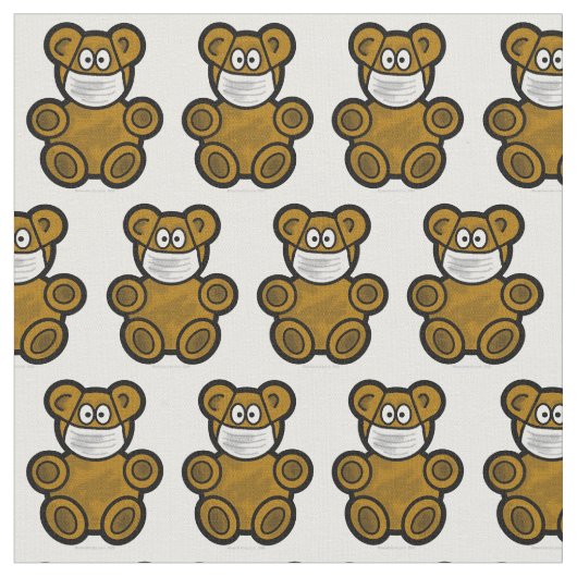 テディベア着用顔マスク布 ファブリック (クローズアップ)