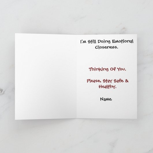 テディベア社会的な離れの挨拶カード カード (内部)