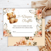 テディベア秋秋ベビーシャワーおむつラッフル エンクロージャーカード