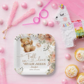 テディベア秋秋ベビーシャワー秋イン恋 ペーパープレート (パーティー)