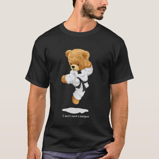 テディベア空手着 ジャンプキック Tシャツ (正面)