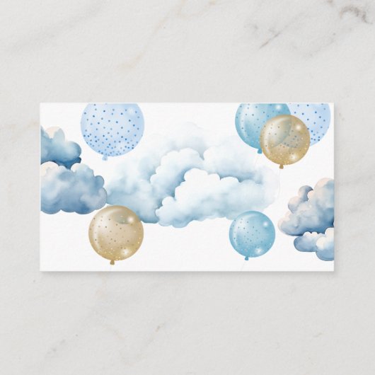 テディベア空気飛行機ベビーシャワーおむつラッフル エンクロージャーカード (裏面)