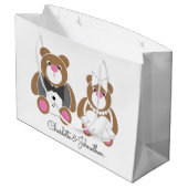 テディベア結婚の可愛い白 ラージペーパーバッグ (裏面アングル)