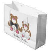 テディベア結婚の可愛い白 ラージペーパーバッグ (正面アングル)