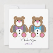 テディベア結婚ゲイの新郎招待 招待状 (正面)