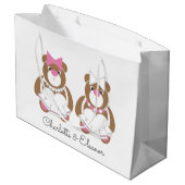 テディベア結婚レズビアンの可愛い白 ラージペーパーバッグ (裏面アングル)