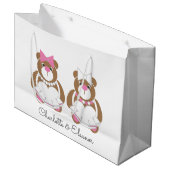 テディベア結婚レズビアンの可愛い白 ラージペーパーバッグ (正面アングル)