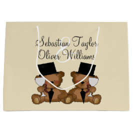 テディベア結婚ーパーソナライズされたーのGrooms(V2) ラージペーパーバッグ