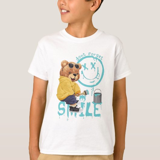 テディベア絵を描ズ Tシャツ (正面)