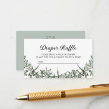 テディベア緑おむつラッフルエンクロージャカード