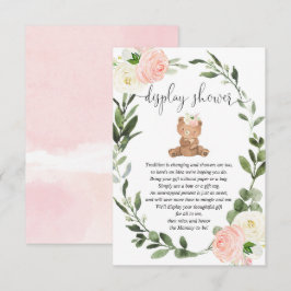 テディベア緑のピンクのフローラディスプレイシャワー エンクロージャーカード