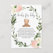 テディベア緑のピンクのフローラ本ベビーガールen エンクロージャーカード (正面)