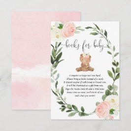 テディベア緑のピンクのフローラ本ベビーガールen エンクロージャーカード
