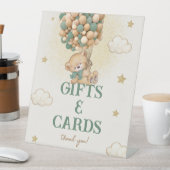 テディベア緑のベビーシャワーギフト&カードサイン 台座サイン (インサイチュ)