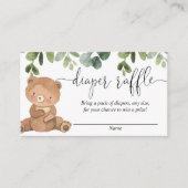 テディベア緑のユーカリおむつラッフル エンクロージャーカード (正面)