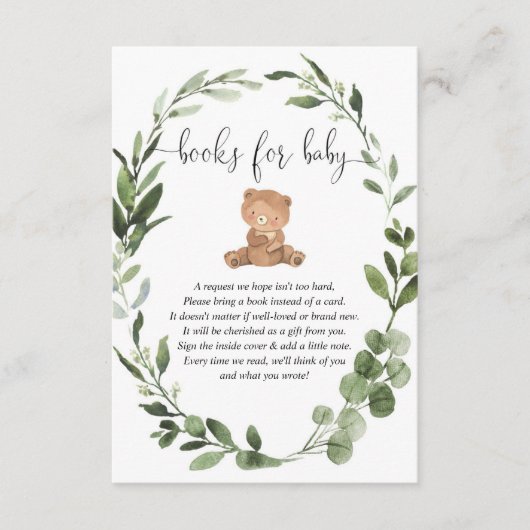 テディベア緑のユーカリの本ベビーエンクル エンクロージャーカード (正面)