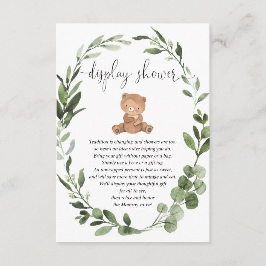 テディベア緑のユーカリ表示シャワー エンクロージャーカード (正面)