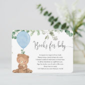 テディベア緑の青いバルーン男の赤ちゃんen エンクロージャーカード (スタンド正面)