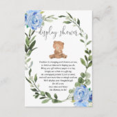 テディベア緑の青いフローラディスプレイシャワー エンクロージャーカード (正面)