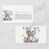テディベア縫いパッチワーク女の子の本ベビー エンクロージャーカード (正面/裏面)