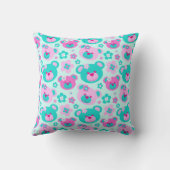 テディベア花ピンクのアクアガールズクッション枕 クッション (裏面)