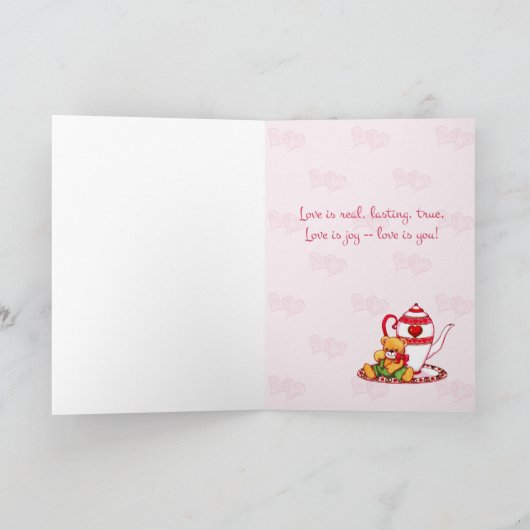 テディベア茶カップバレンタインデーのカード シーズンカード (内部)