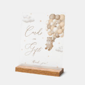 テディベア茶色の赤ちゃんシャワーカード&ギフト アクリルサイン (傾斜)