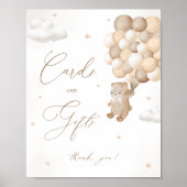 テディベア茶色の赤ちゃんシャワーカード&ギフト ポスター (正面)