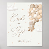 テディベア茶色の赤ちゃんシャワーカード&ギフト ポスター (正面)