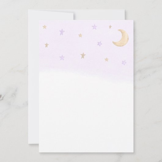 テディベア薄紫バルーンクラウドスターベイビーシャワー 招待状 (裏面)