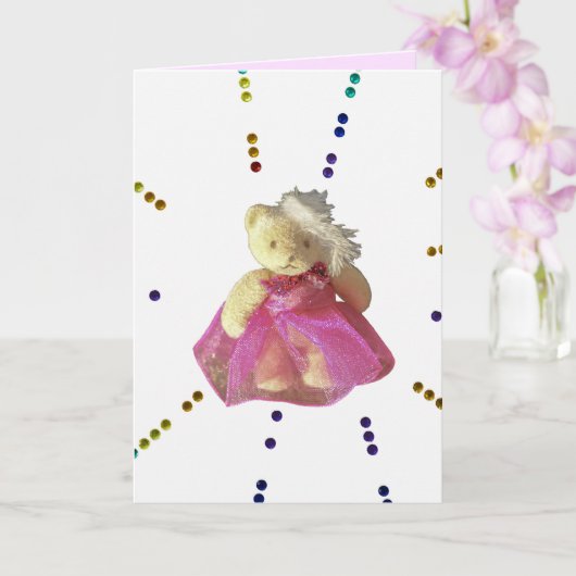 テディベア誕生日の招待ガールピンクパーティー カード (蘭)