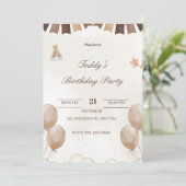 テディベア誕生日ウェルカムカード 案内状 (スタンド正面)