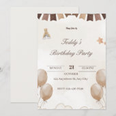 テディベア誕生日ウェルカムカード 案内状 (正面/裏面)