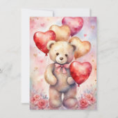 テディベア誕生日ガールズパーティーカスタム詳細 招待状 (正面)