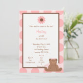 テディベア誕生日ガール招待状 招待状 (スタンド正面)