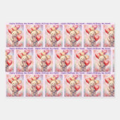 テディベア誕生日バルーン子供の名前と年齢 ラッピングペーパーシート (正面2)