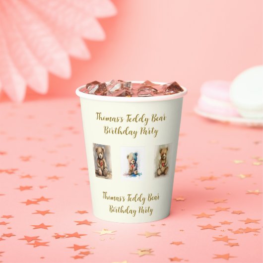 テディベア誕生日パーティー 紙コップ (インサイチュ)