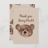 テディベア誕生日ベビーシャワー サンキューカード (正面/裏面)