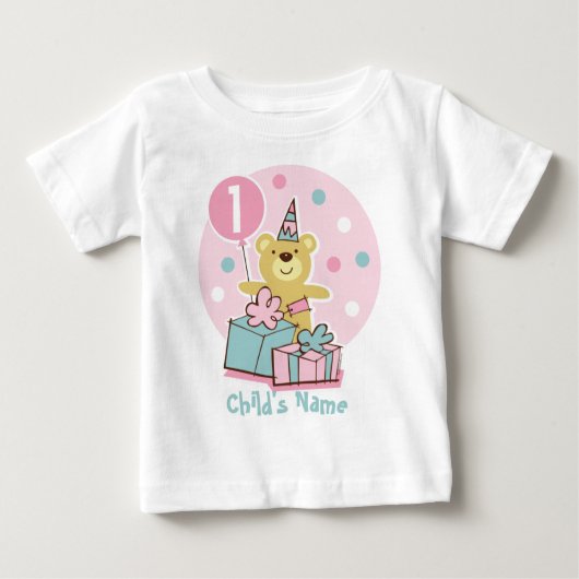 テディベア誕生日Tシャツ – カスタマイズ ベビーTシャツ (正面)