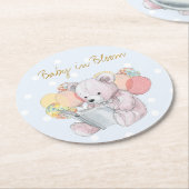 テディベア読の開花の本ベビー ラウンドペーパーコースター (アングル)