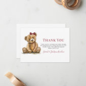 テディベア赤ちゃんシャワーありがとう ノートカード (正面/裏面インサイチュ)