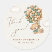 テディベア赤ちゃんシャワーありがとう ラウンドシール (正面)