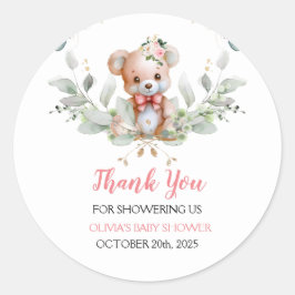 テディベア赤ちゃんシャワーありがとう ラウンドシール