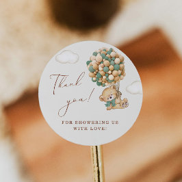 テディベア赤ちゃんシャワーありがとう ラウンドシール